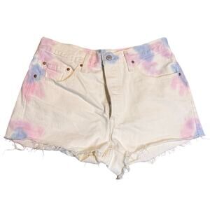 Levi's Tie Dye 501 Original Denim Button Fly Cut Off Shorts, Size 32, NWOT